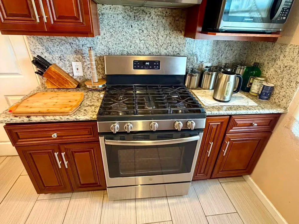 Stove and granite counter cleaned