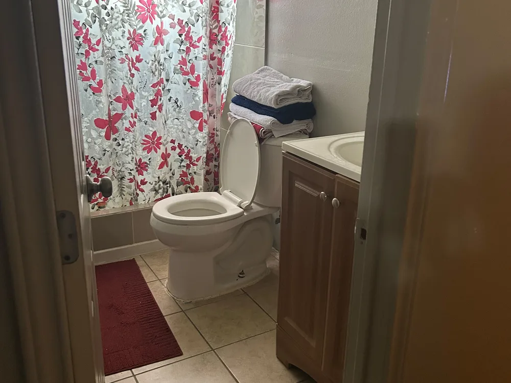 Bathroom cleaned and restocked